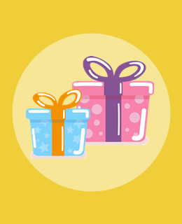 dwa prezenty na żółtym tle