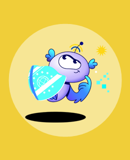 robot trzymający tarczę