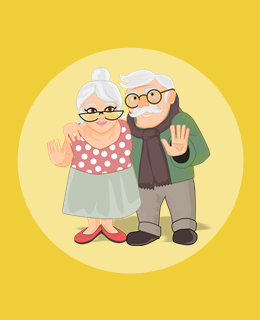 obejmujący się starsza pani i pan